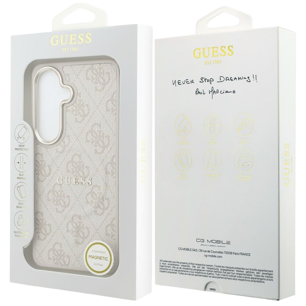 Калъф MagSafe за Samsung Galaxy S26 S942, Guess, 4G Embossed Ring, Розов