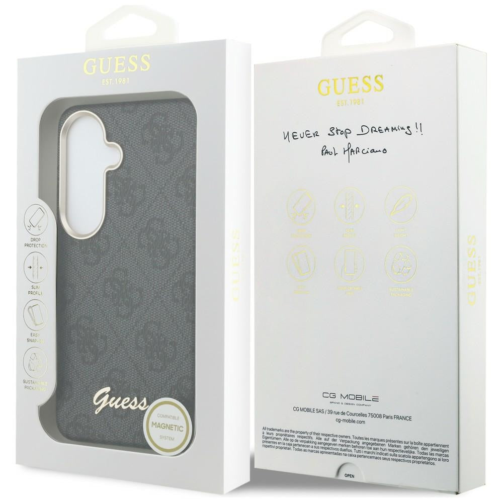 Калъф MagSafe за Samsung Galaxy S26 S942, Guess, 4G Script Logo, Черен