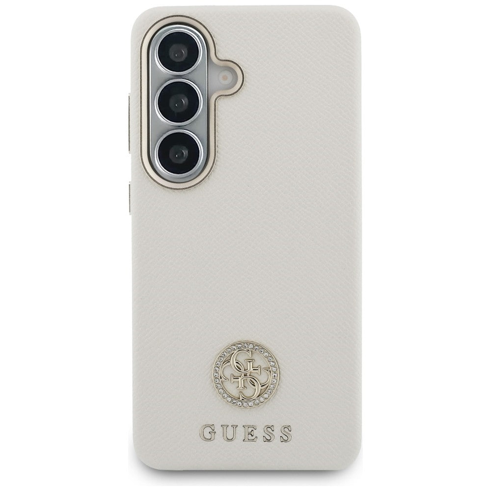 Калъф MagSafe за Samsung Galaxy S26 S942, Guess, Rhinestone Round Logo, Бежов