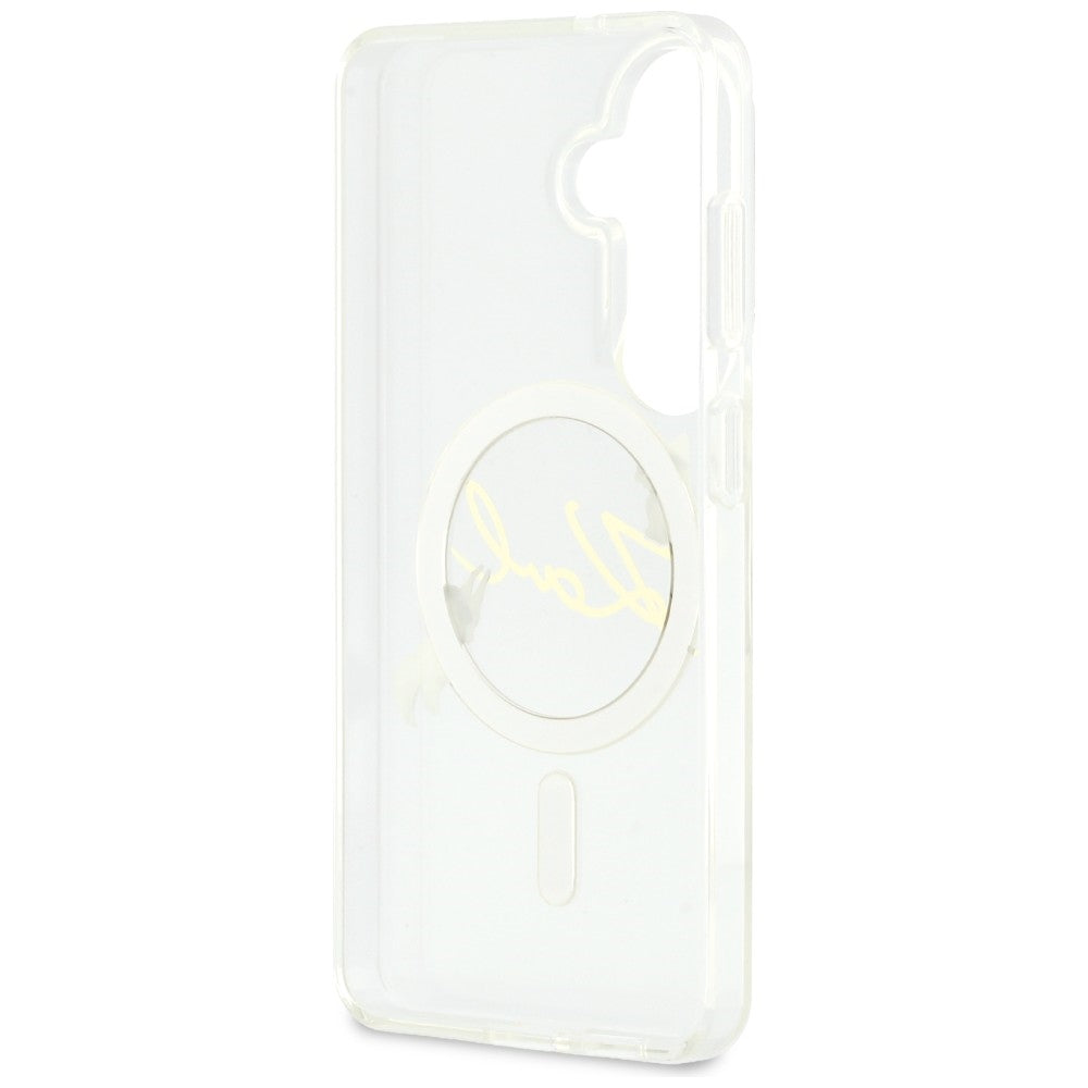 Калъф MagSafe за Samsung Galaxy S26 S942, Karl Lagerfeld, IML Choupette Karl Script Logo, Бял