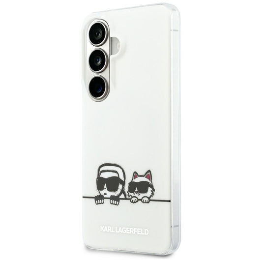 Калъф MagSafe за Samsung Galaxy S26 S942, Karl Lagerfeld, IML Karl & Choupette Peekaboo Logo, Бял