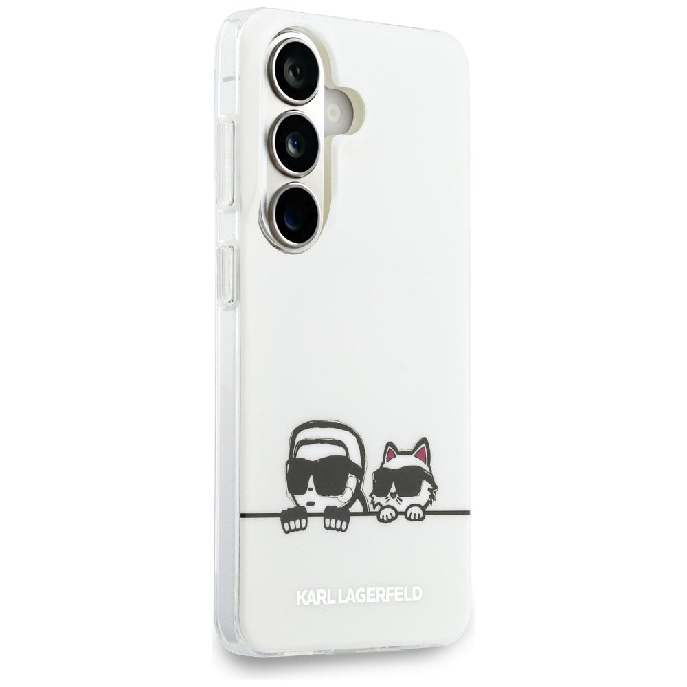 Калъф MagSafe за Samsung Galaxy S26 S942, Karl Lagerfeld, IML Karl & Choupette Peekaboo Logo, Бял
