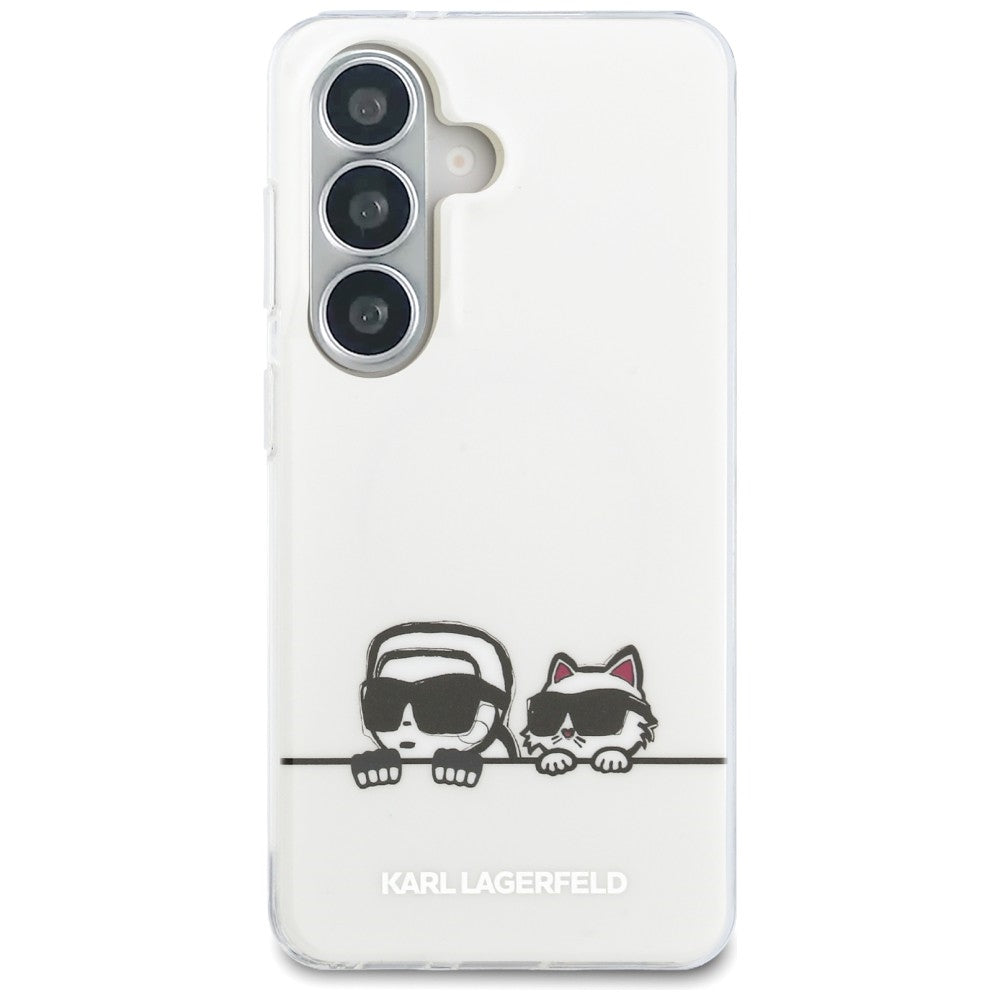 Калъф MagSafe за Samsung Galaxy S26 S942, Karl Lagerfeld, IML Karl & Choupette Peekaboo Logo, Бял
