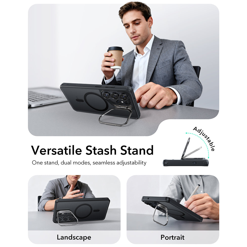 Калъф MagSafe за Samsung Galaxy S26 Ultra S948, ESR, Classic Hybrid Kickstand, Сатенено черен
