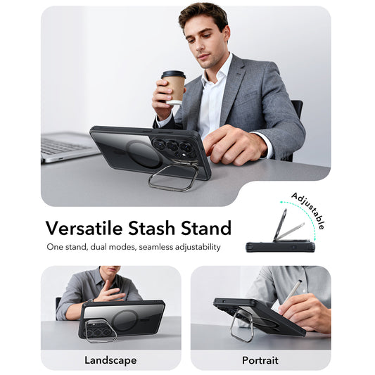 Калъф MagSafe за Samsung Galaxy S26 Ultra, ESR, Classic Hybrid Kickstand, Прозрачен черен