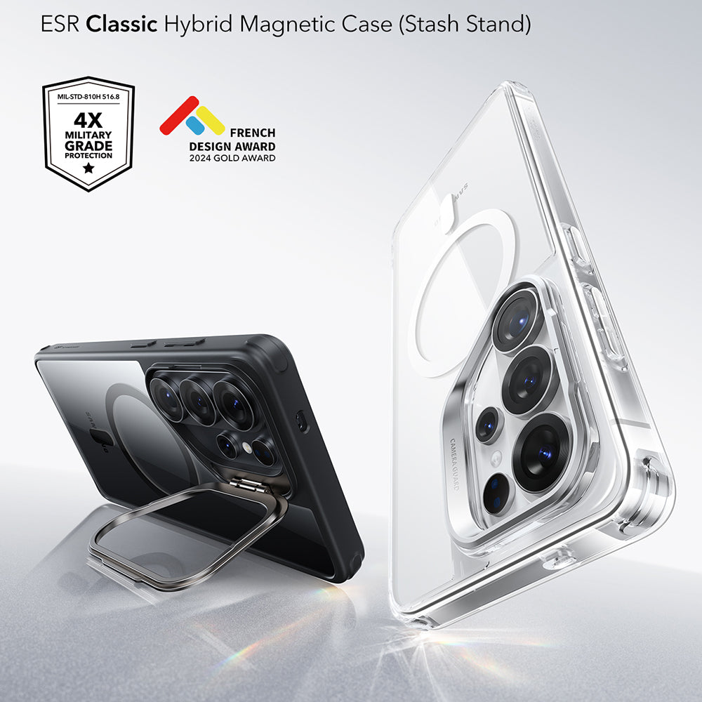 Калъф MagSafe за Samsung Galaxy S26 Ultra S948, ESR, Classic Hybrid Kickstand, Прозрачен черен