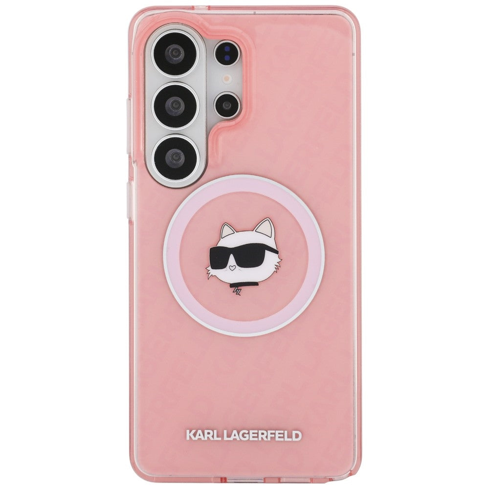 Калъф MagSafe за Samsung Galaxy S26 Ultra S948, Karl Lagerfeld, IML Choupette Head on KL Repeated Logo, Розов