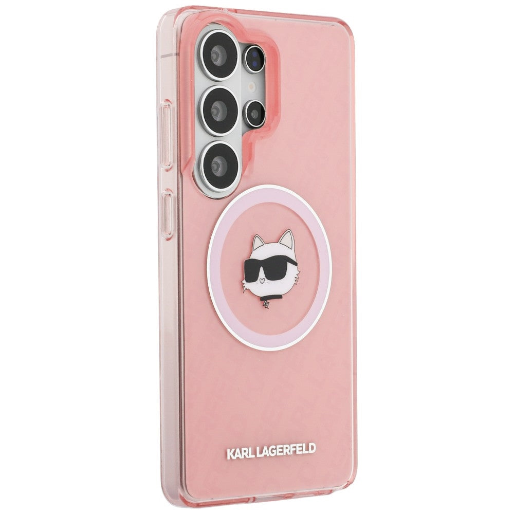 Калъф MagSafe за Samsung Galaxy S26 Ultra S948, Karl Lagerfeld, IML Choupette Head on KL Repeated Logo, Розов