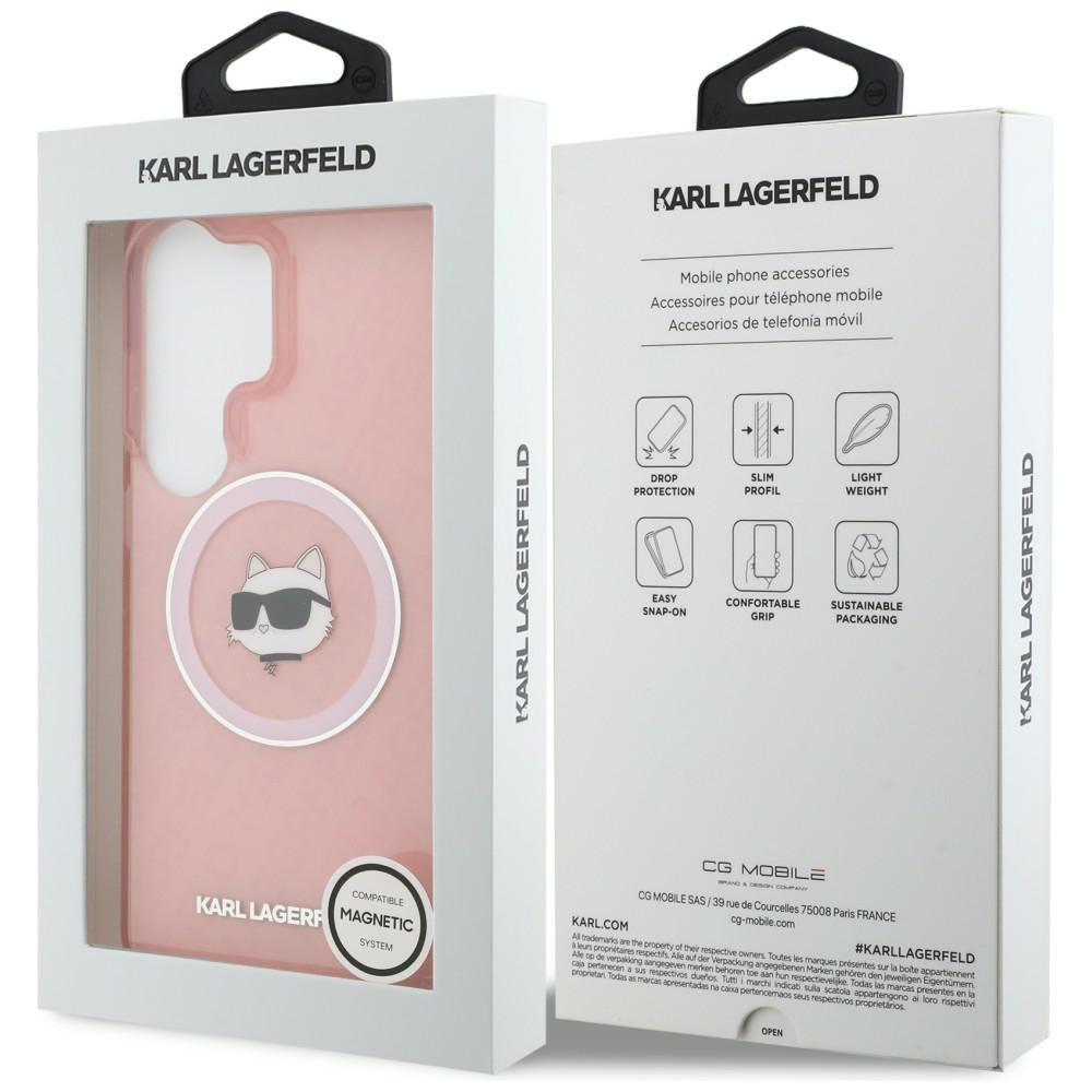 Калъф MagSafe за Samsung Galaxy S26 Ultra S948, Karl Lagerfeld, IML Choupette Head on KL Repeated Logo, Розов