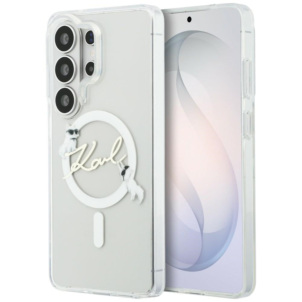 Калъф MagSafe за Samsung Galaxy S26 Ultra S948, Karl Lagerfeld, IML Choupette Karl Script Logo, Бял