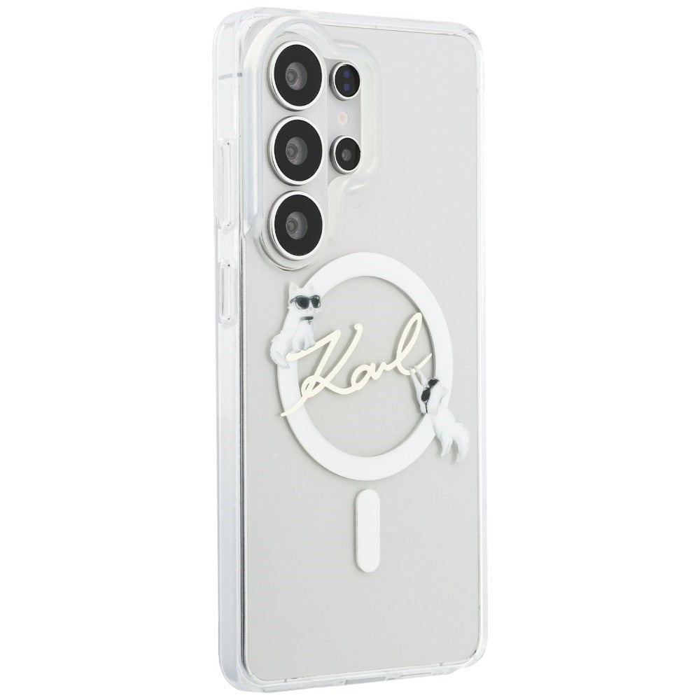 Калъф MagSafe за Samsung Galaxy S26 Ultra S948, Karl Lagerfeld, IML Choupette Karl Script Logo, Бял