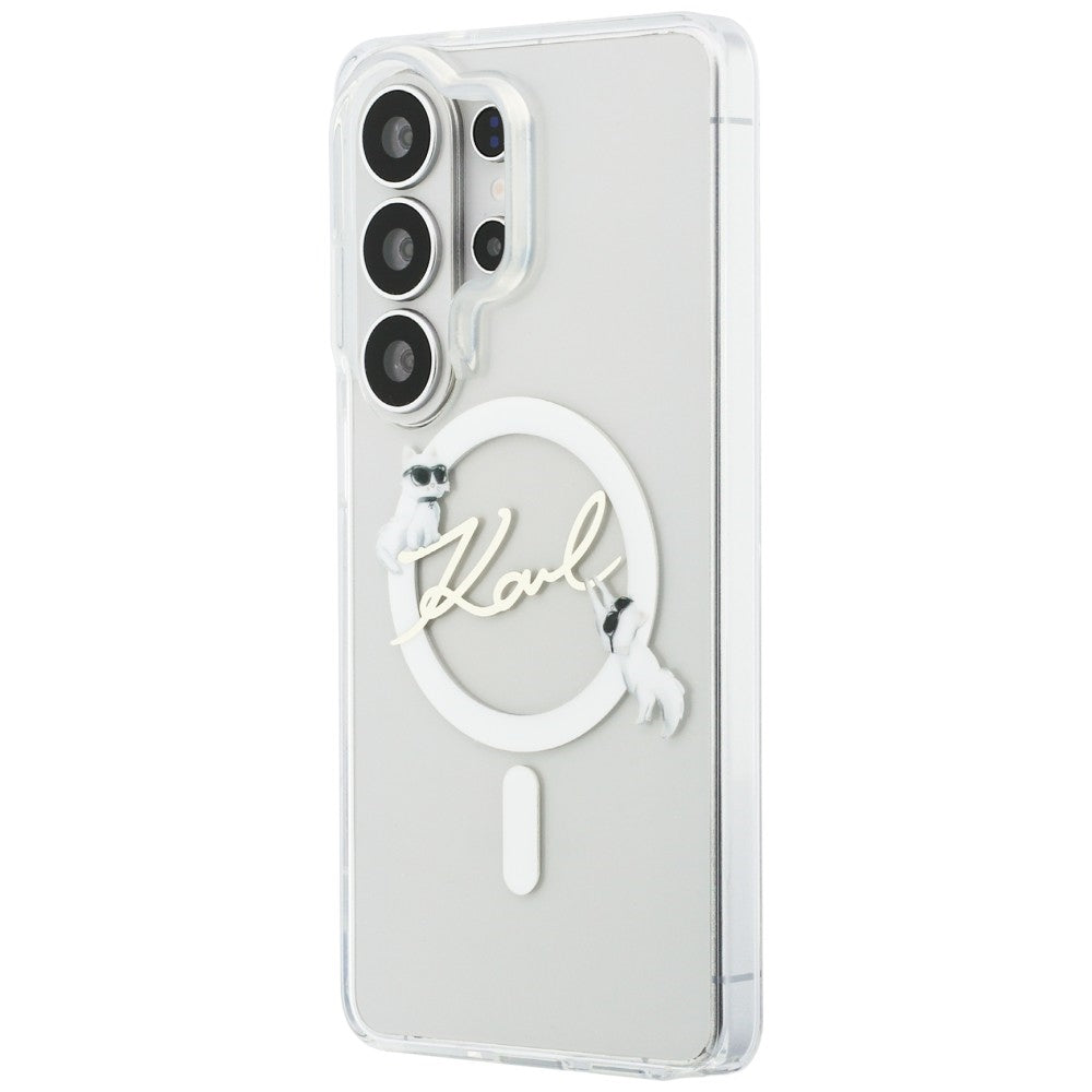 Калъф MagSafe за Samsung Galaxy S26 Ultra S948, Karl Lagerfeld, IML Choupette Karl Script Logo, Бял
