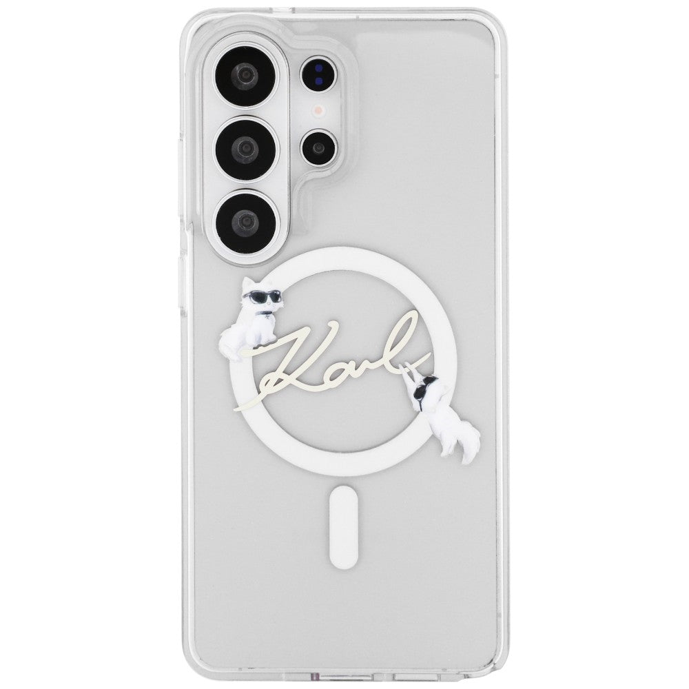 Калъф MagSafe за Samsung Galaxy S26 Ultra S948, Karl Lagerfeld, IML Choupette Karl Script Logo, Бял