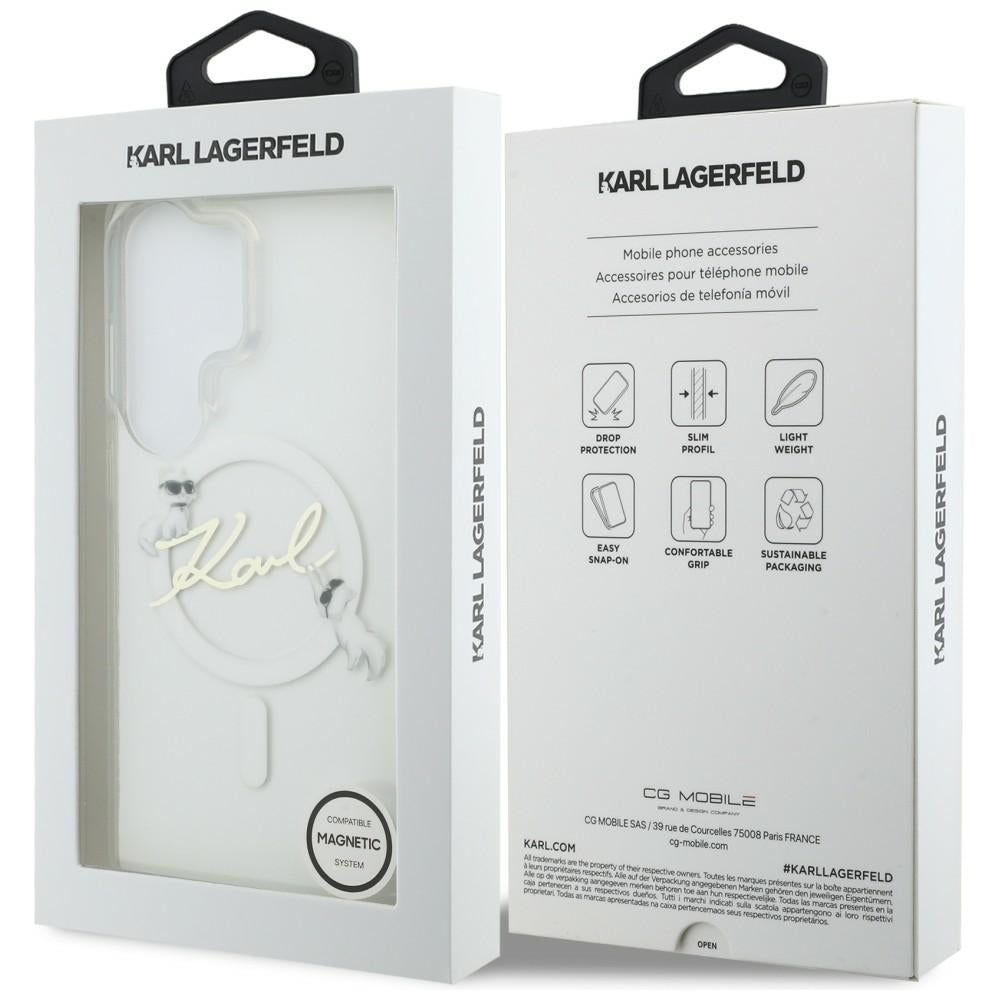 Калъф MagSafe за Samsung Galaxy S26 Ultra S948, Karl Lagerfeld, IML Choupette Karl Script Logo, Бял
