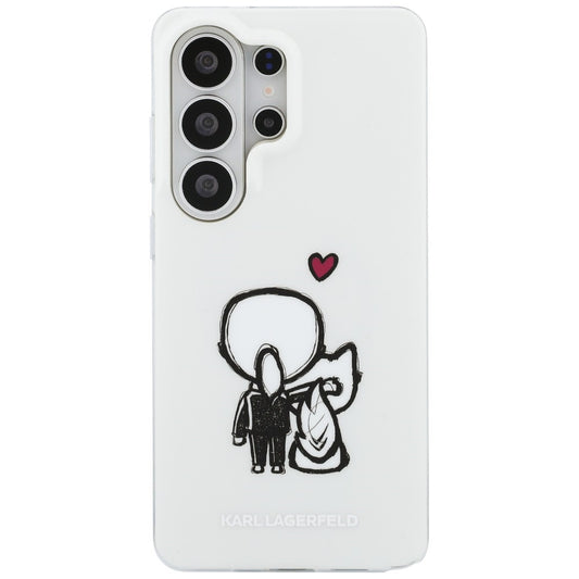 Калъф MagSafe за Samsung Galaxy S26 Ultra S948, Karl Lagerfeld, IML Karl & Choupette Back Logo, Бял