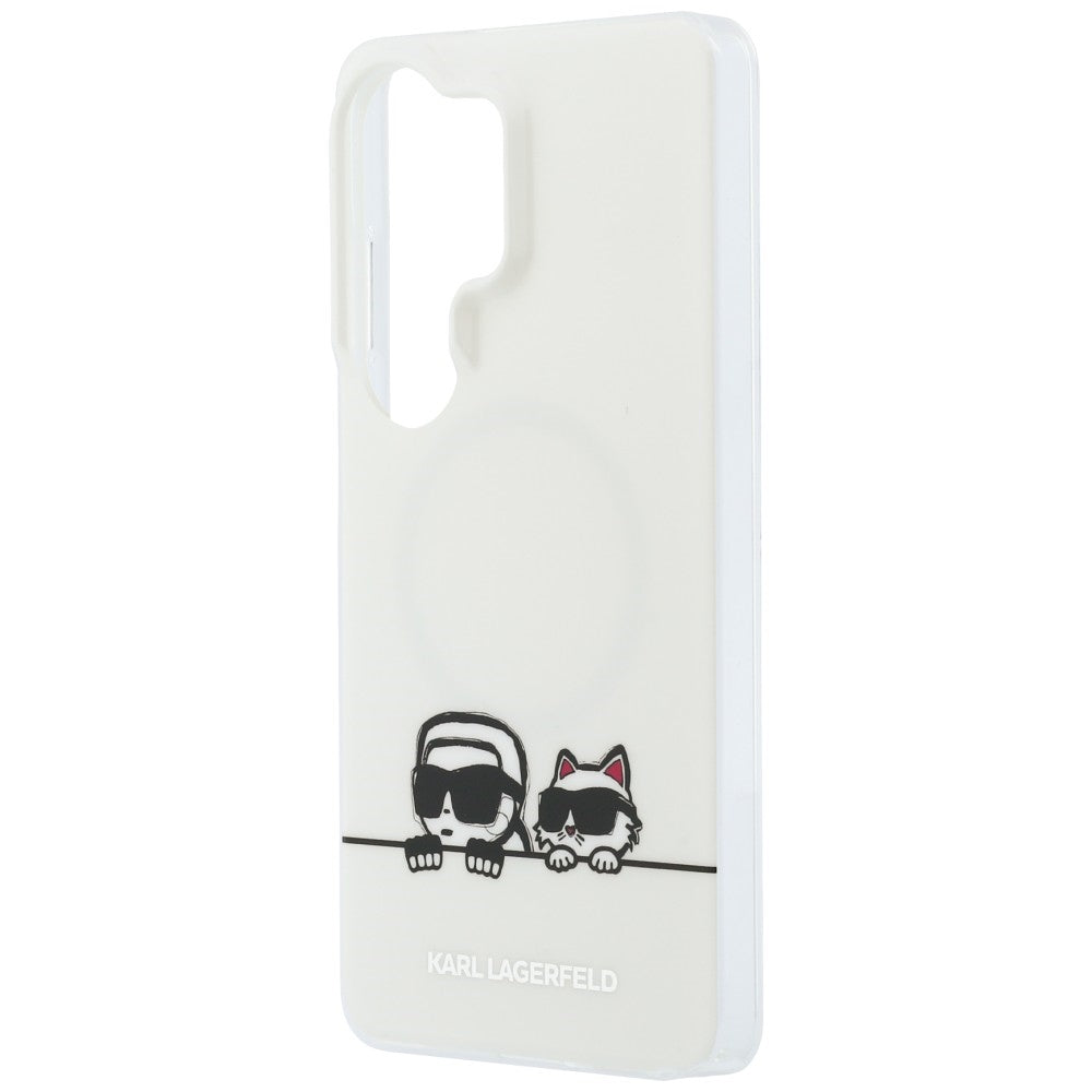 Калъф MagSafe за Samsung Galaxy S26 Ultra S948, Karl Lagerfeld, IML Karl & Choupette Peekaboo Logo, Бял