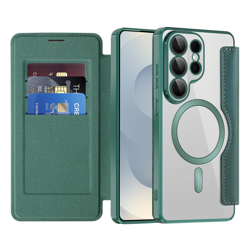 MagSafe Case for Samsung Galaxy S26 Ultra S948, Techsuit, SmartMag Book, Green