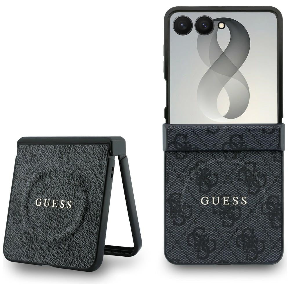 Калъф MagSafe за Samsung Galaxy Z Flip8 F776, Guess, 4G Leather Classic, Черен