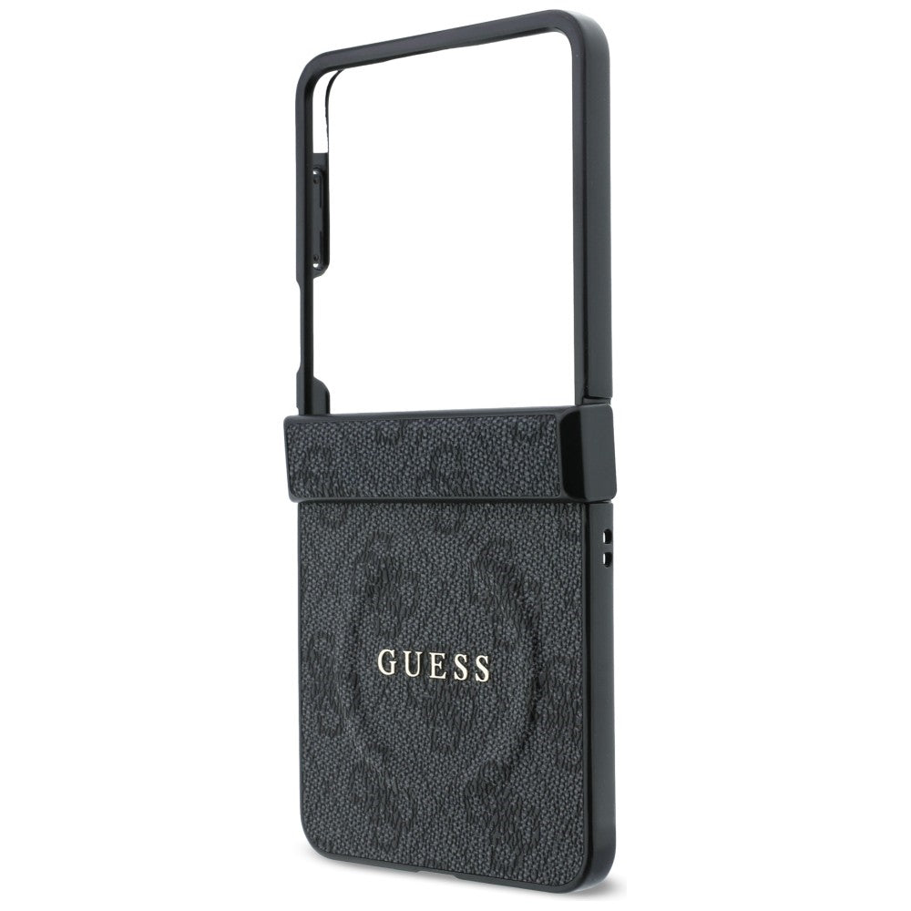 Калъф MagSafe за Samsung Galaxy Z Flip8 F776, Guess, 4G Leather Classic, Черен