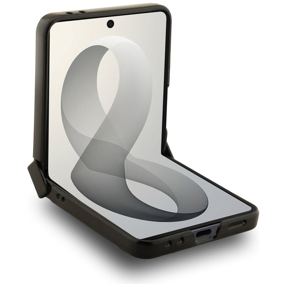Калъф MagSafe за Samsung Galaxy Z Flip8 F776, Guess, Ring Stand Grained Classic Logo, Бежов