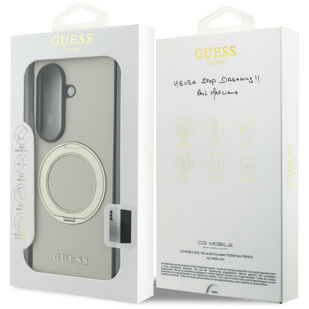 Калъф MagSafe за Samsung Galaxy Z Fold8 Ultra F976, Guess, Ring Stand Grained Classic Logo, Бежов