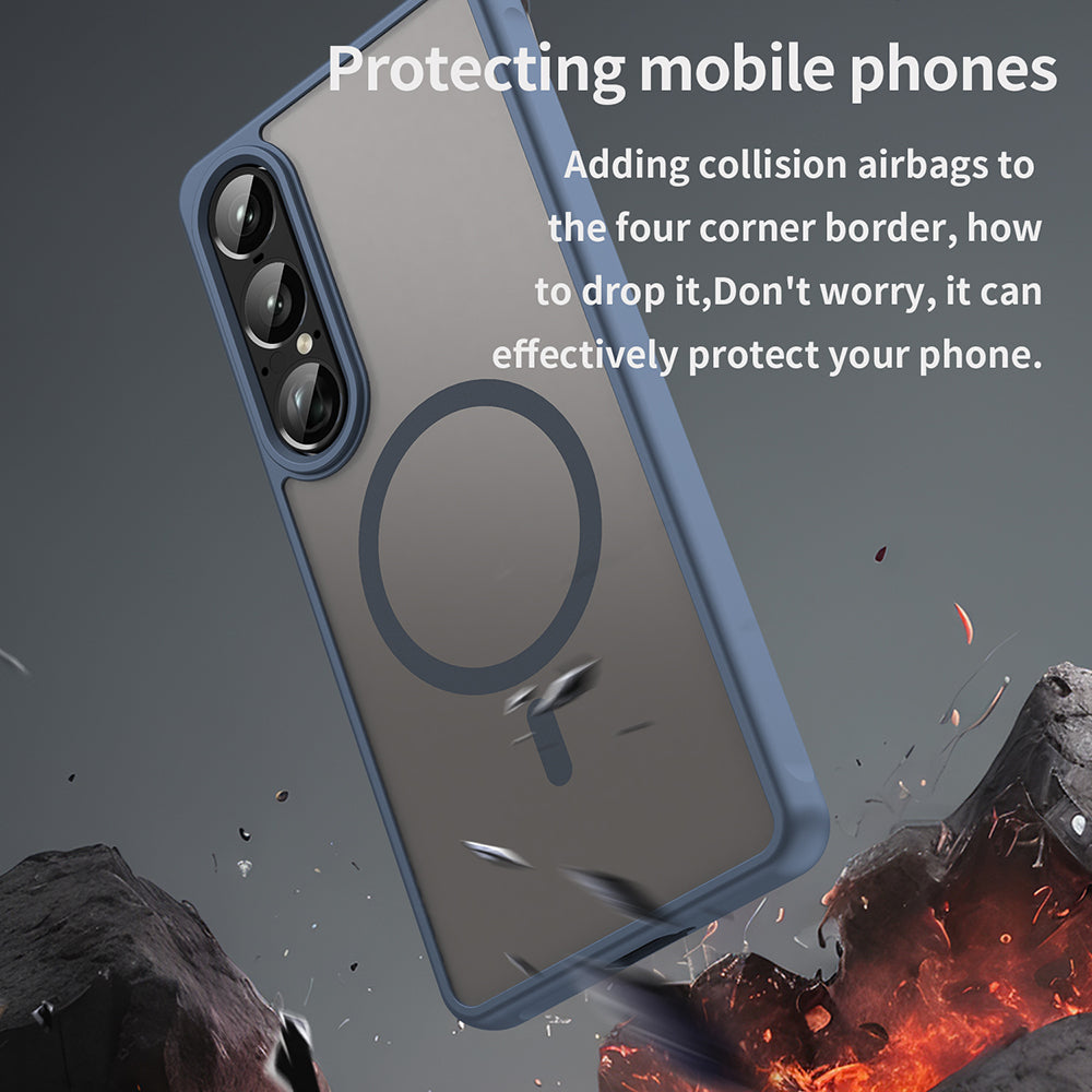Калъф MagSafe за Sony Xperia 1 VII, Techsuit, HaloFrost II, Тъмносин