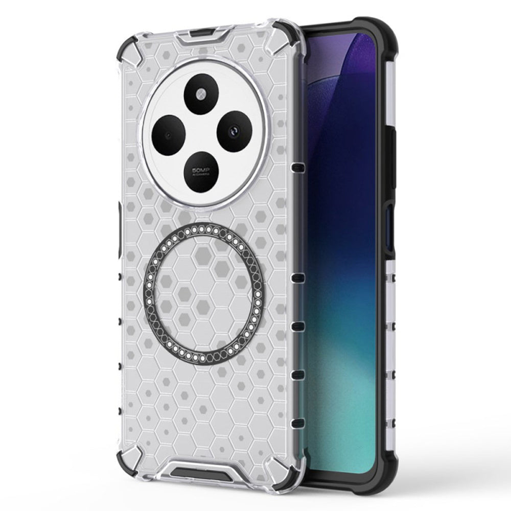 Калъф MagSafe за Xiaomi Poco C75 / Redmi 14C, Techsuit, HoneyComb Shield, Бял