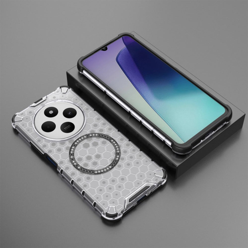 Калъф MagSafe за Xiaomi Poco C75 / Redmi 14C, Techsuit, HoneyComb Shield, Бял