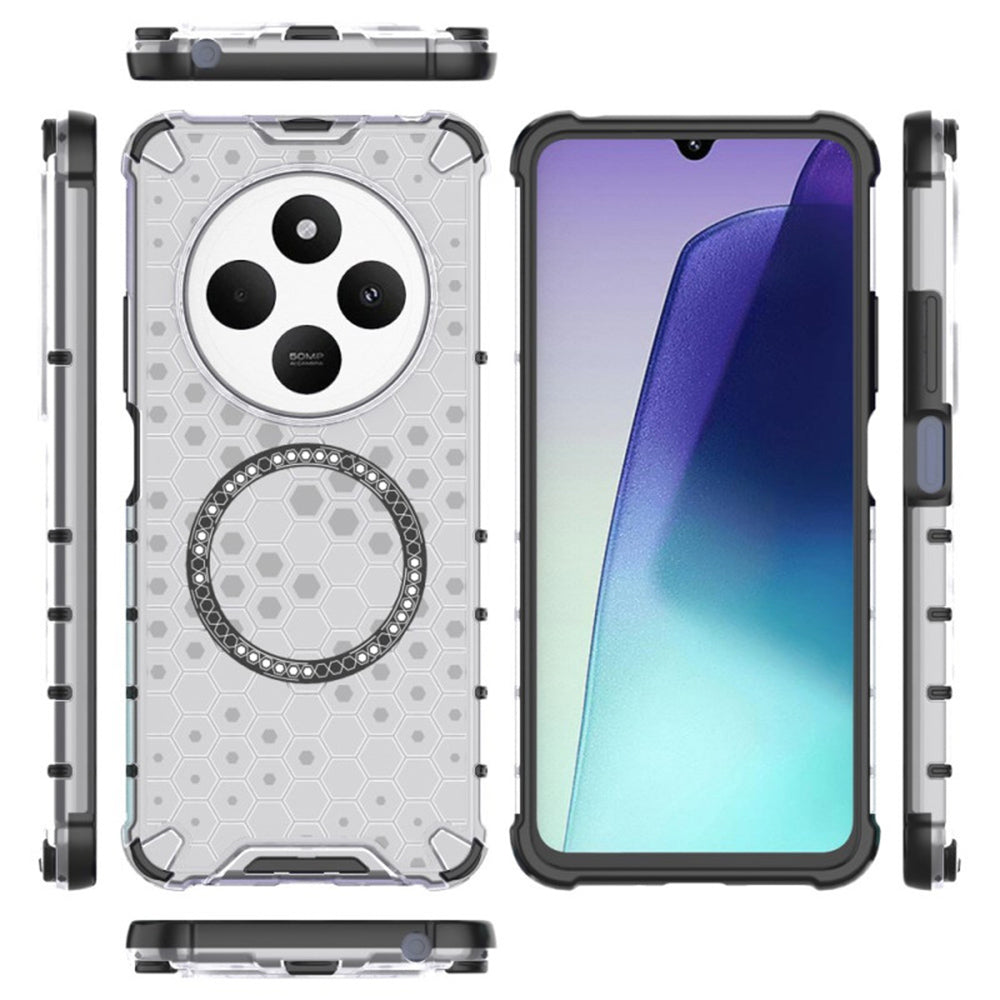 Калъф MagSafe за Xiaomi Poco C75 / Redmi 14C, Techsuit, HoneyComb Shield, Бял