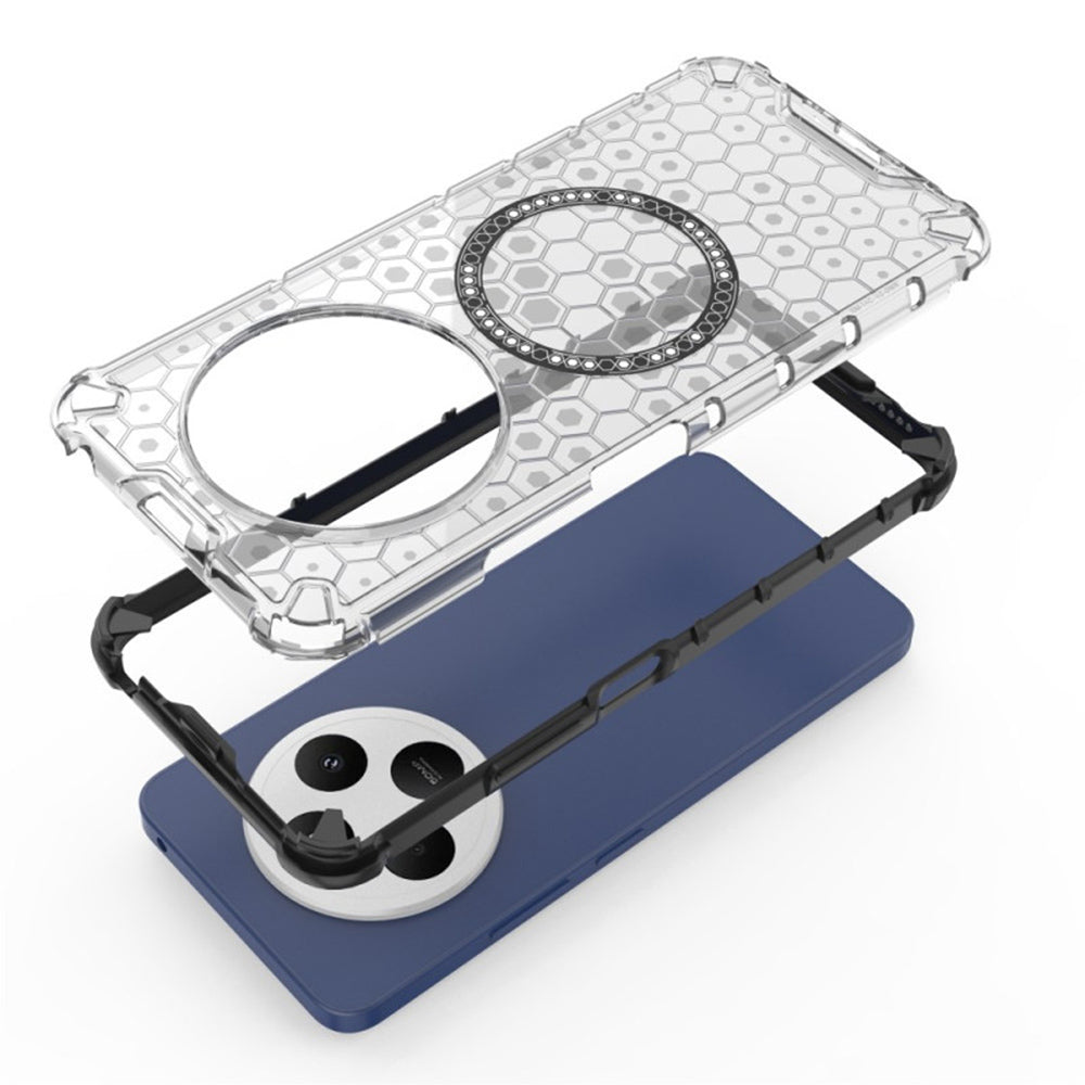 MagSafe калъф за Xiaomi Poco C75 / Redmi 14C, Techsuit, HoneyComb Shield, Черен