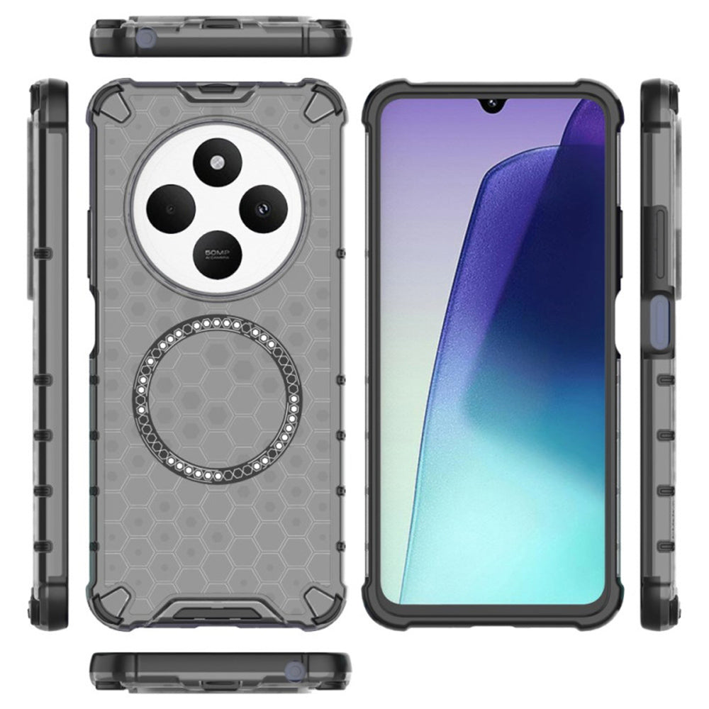 MagSafe калъф за Xiaomi Poco C75 / Redmi 14C, Techsuit, HoneyComb Shield, Черен