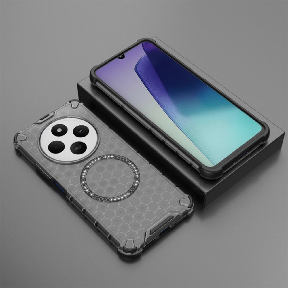 MagSafe калъф за Xiaomi Poco C75 / Redmi 14C, Techsuit, HoneyComb Shield, Черен