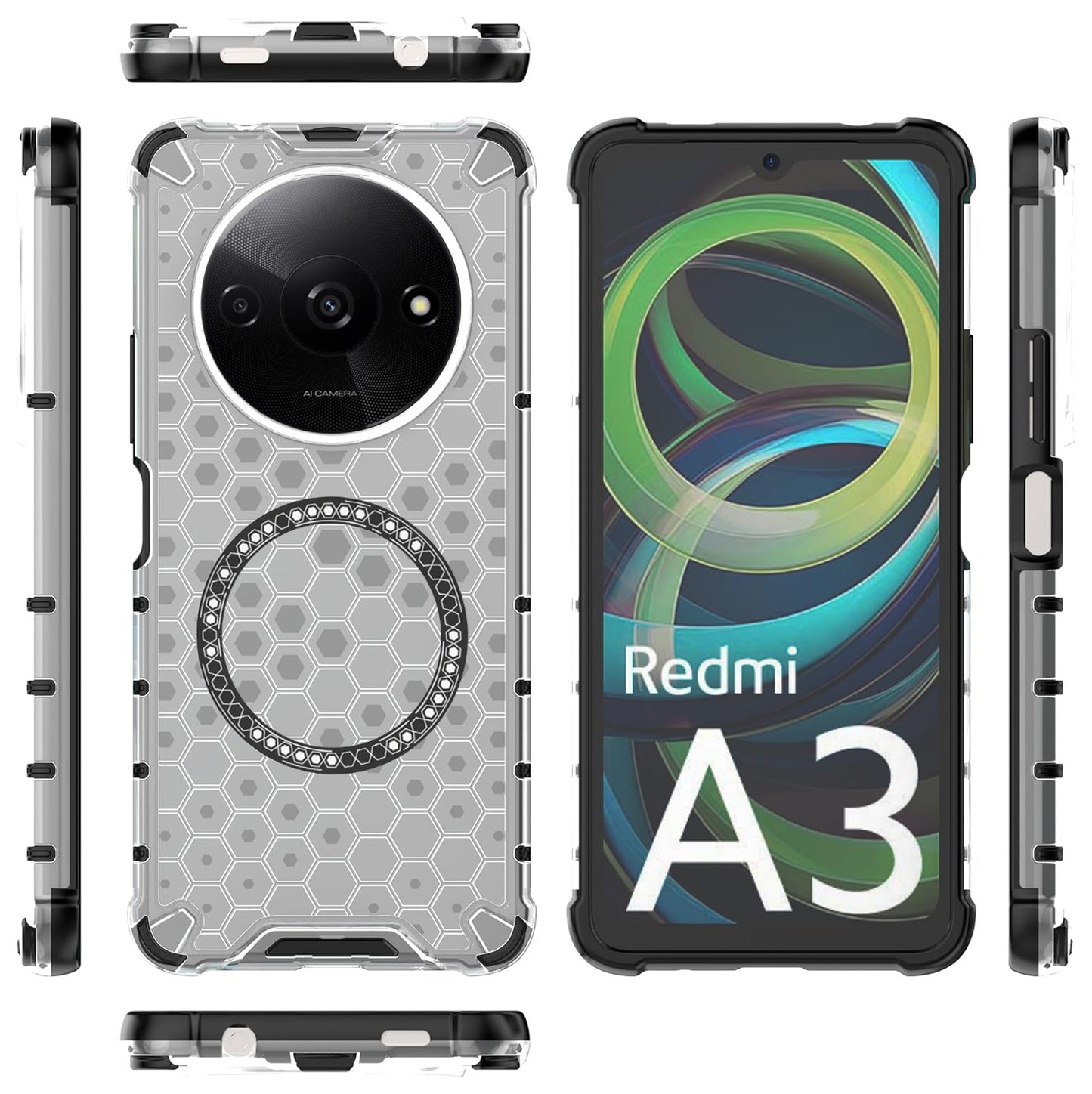 Калъф MagSafe за Xiaomi Redmi A3x / A3, Techsuit, HoneyComb Shield, Бял