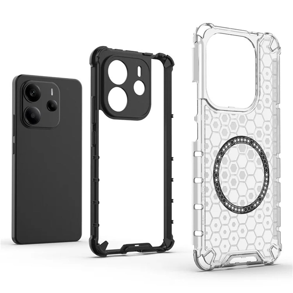 Калъф MagSafe за Xiaomi Redmi Note 14 4G (Регионален), Techsuit, HoneyComb Shield, Бял