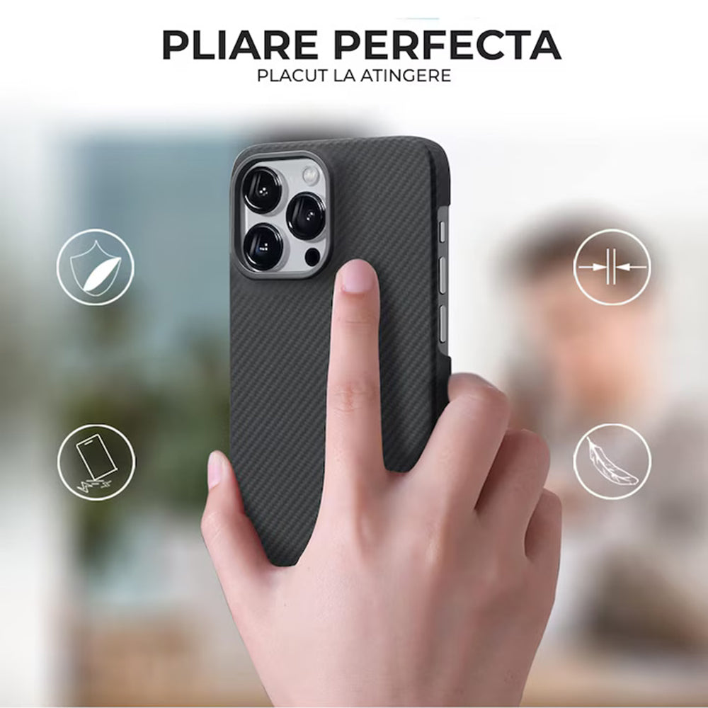 Калъф MagSafe за Apple iPhone 17 Pro, Techsuit Aramid Fiber, Черен