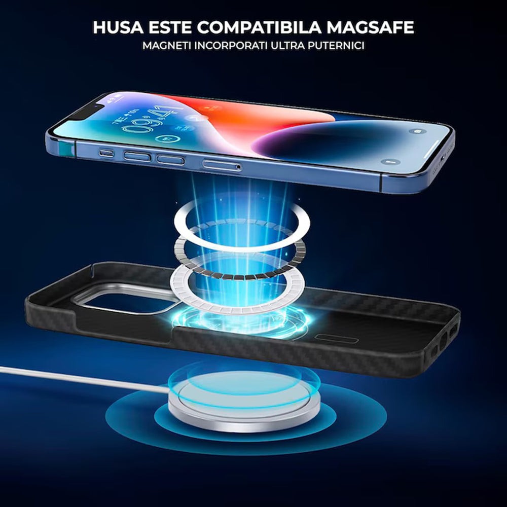 Калъф MagSafe за Apple iPhone 17 Pro, Techsuit Aramid Fiber, Черен