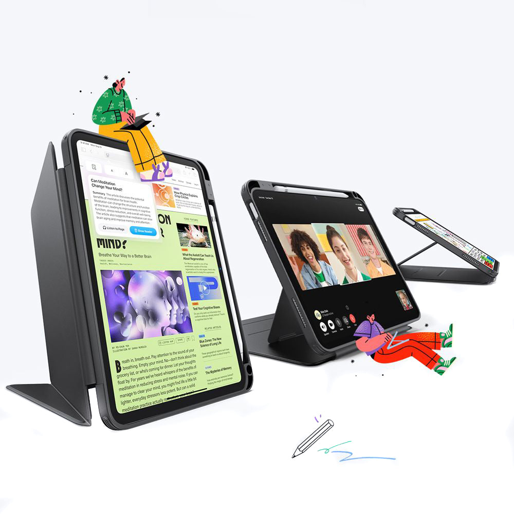 Case for Apple iPad (2025) / (2022), ESR, Flip Hybrid, Black, Resealed