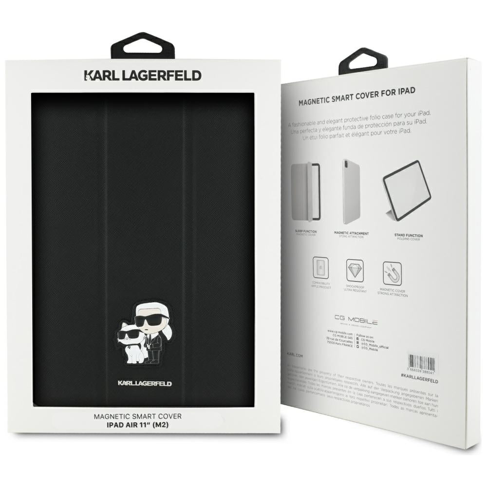 Калъф за Apple iPad Air 11 (2025) / Air 11 (2024), Karl Lagerfeld, Saffiano Karl & Choupette, Черен