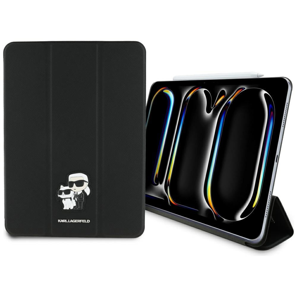 Калъф за Apple iPad Pro 11 (2024), Karl Lagerfeld, Saffiano Karl & Choupette, Черен
