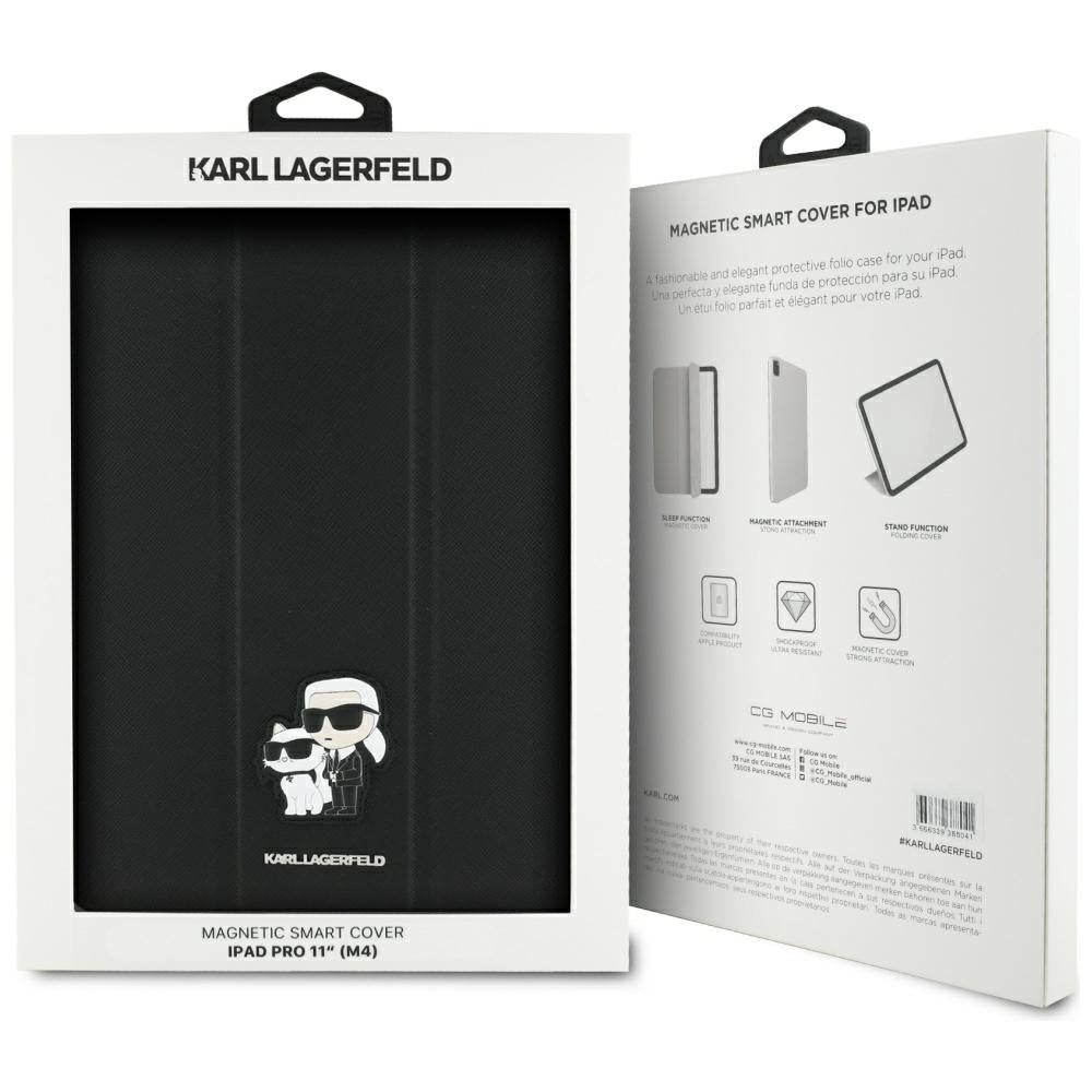 Калъф за Apple iPad Pro 11 (2024), Karl Lagerfeld, Saffiano Karl & Choupette, Черен