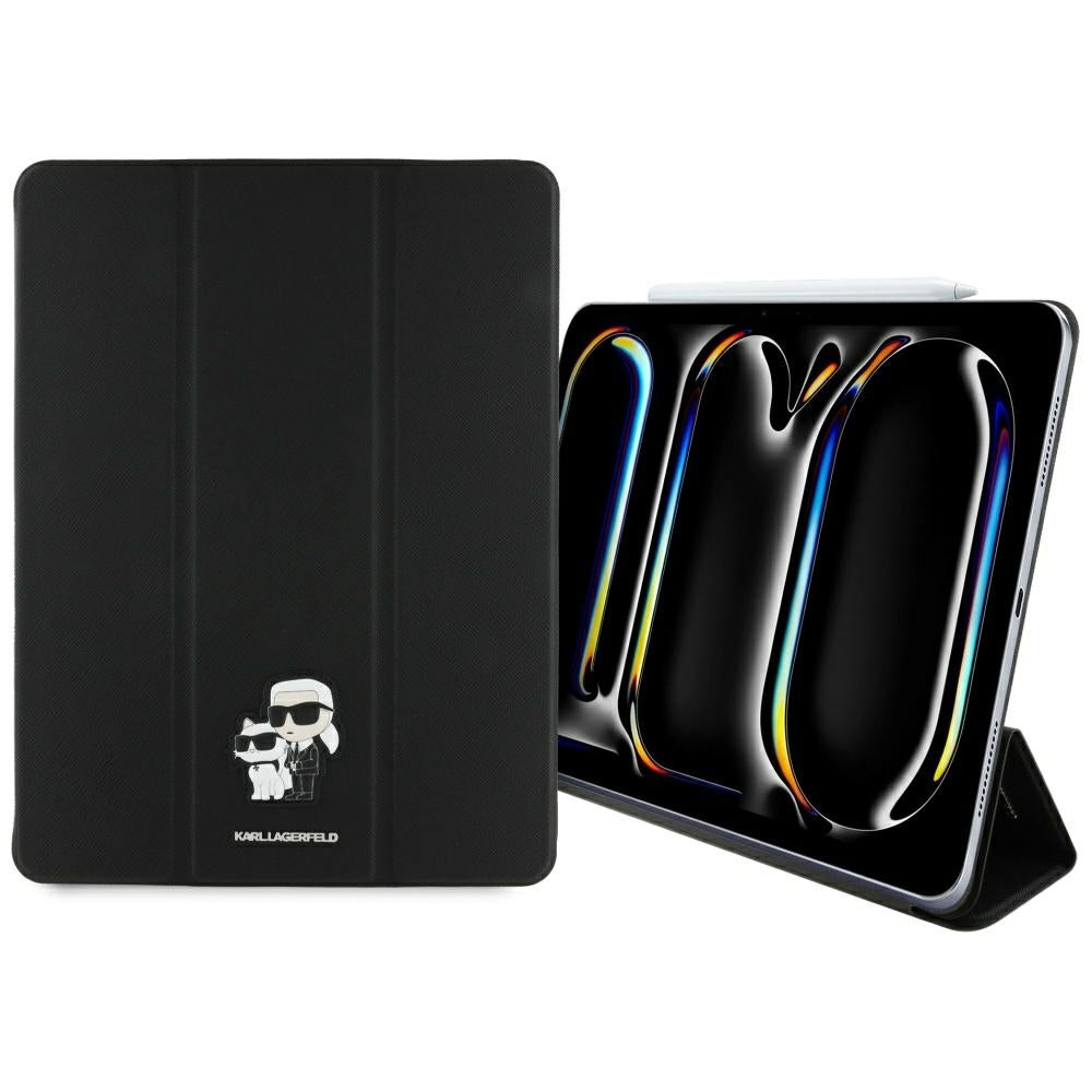 Калъф за Apple iPad Pro 13 (2024), Karl Lagerfeld, Saffiano Karl & Choupette, Черен