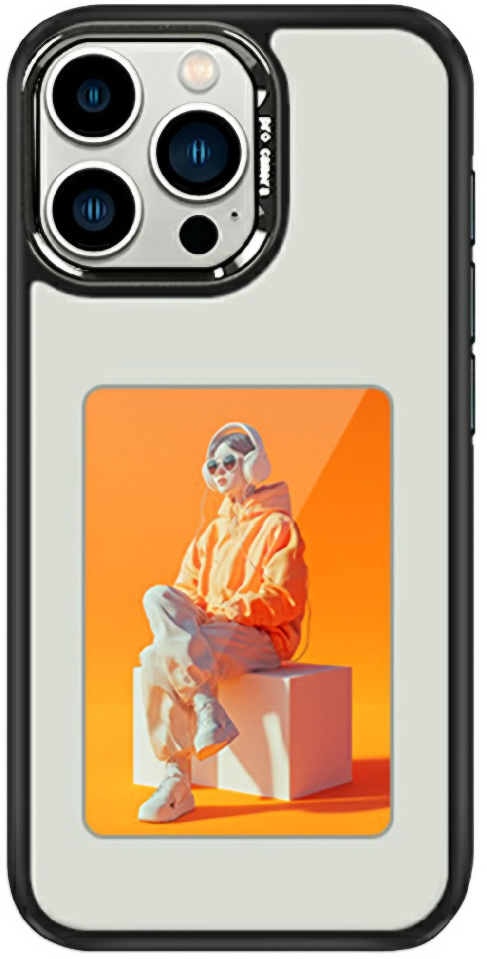 Калъф за Apple iPhone 16 Pro, OEM, Персонализиран E-Ink дисплей (4 инча), Бял