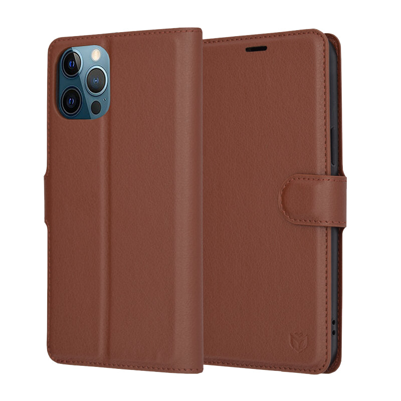 Калъф за Apple iPhone 12 Pro Max, Techsuit, Leather Folio, Кафяв