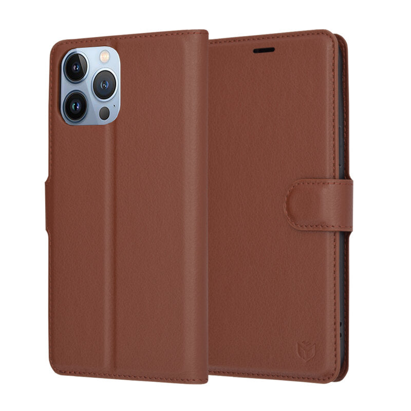 Калъф за Apple iPhone 13 Pro Max, Techsuit, Leather Folio, Кафяв