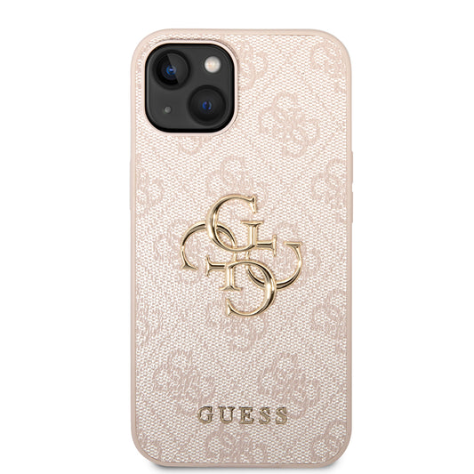 Калъф за Apple iPhone 14, Guess, 4G Metal Logo, Розов