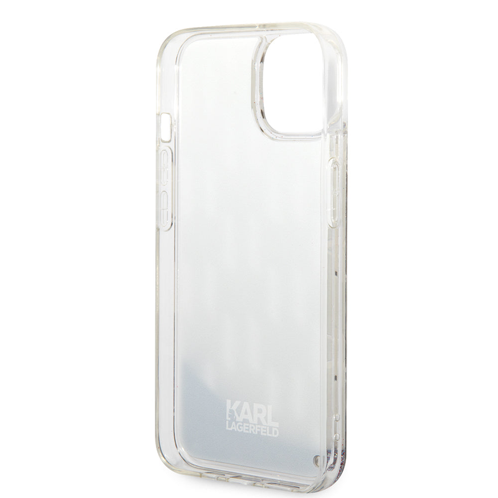 Калъф за Apple iPhone 14, Karl Lagerfeld, Liquid Glitter Monogram, Сребрист