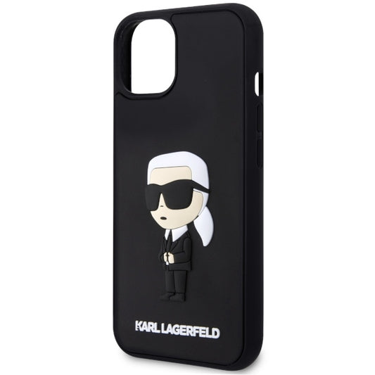 Калъф за Apple iPhone 14 Plus, Karl Lagerfeld, 3D Rubber Ikonik Karl, Черен