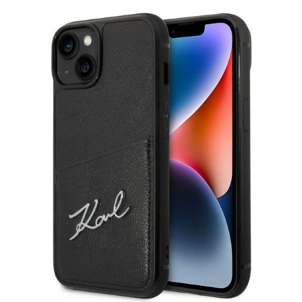 Калъф за Apple iPhone 14 Plus, Karl Lagerfeld, Cardslots Signature Logo, Черен