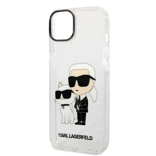 Калъф за Apple iPhone 14 Plus, Karl Lagerfeld, Glitter Karl & Choupette, Прозрачен
