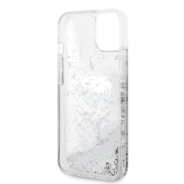 Калъф за Apple iPhone 14 Plus, Karl Lagerfeld, Glitter Karl's Head, Сребрист